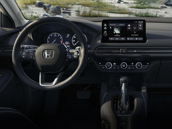 2027 Honda HR-V EX-L interior view looking through dashboard and windshield (Subcompact Crossover SUV).