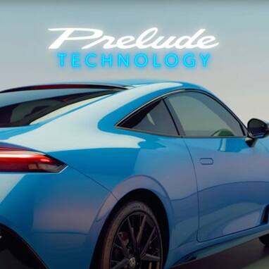 2027 Honda Prelude static rear view (exhilarating hybrid coupe).